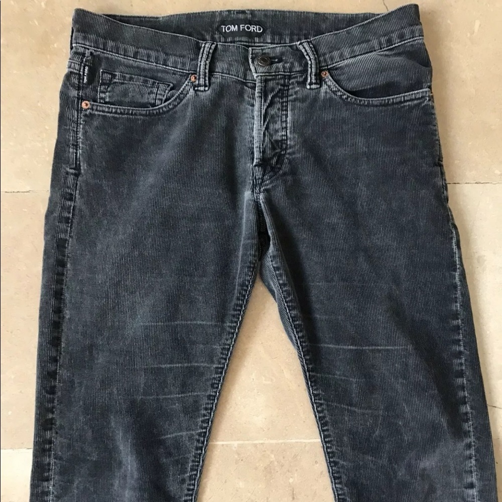 Tom Ford Black Corduroy Patina Pants (30 Slim)